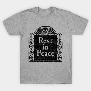 Rest In Peace Gravestone Rubbing for Light Backgrounds T-Shirt